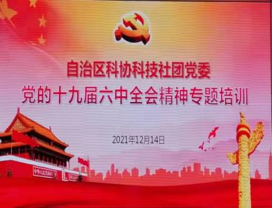 新疆烹饪协会参加自治区科协组织的自治区科技社团党委党的十九届六中全会精神专题培训